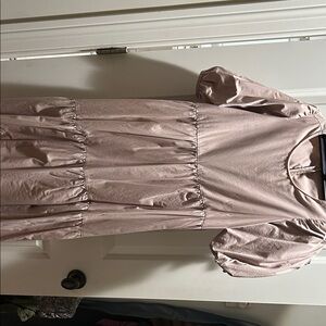 Zara Dusty Pink Puff Sleeve Midi Dress